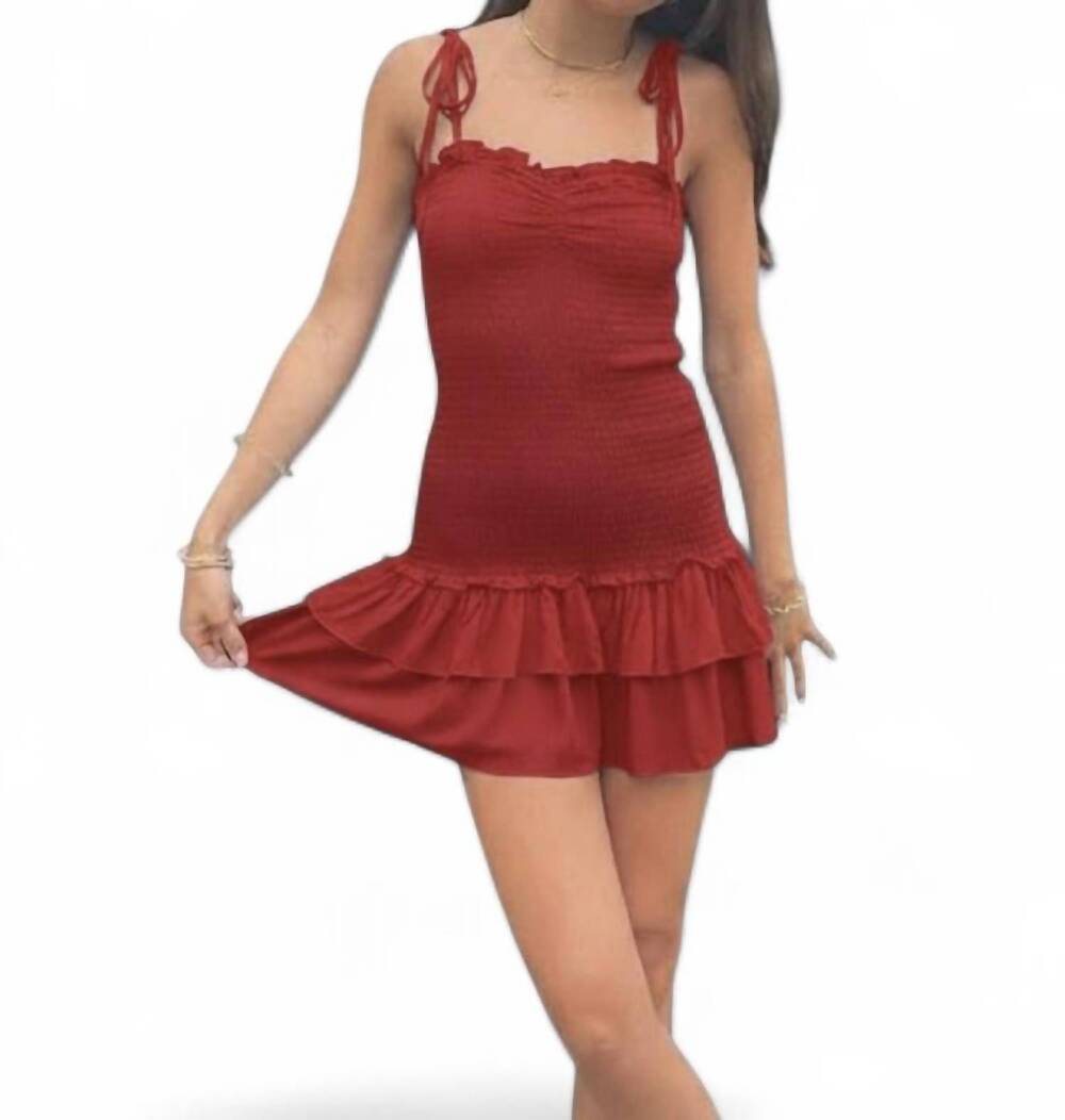 NEW KATIE J NYC young women's meri mini dress in red georgette